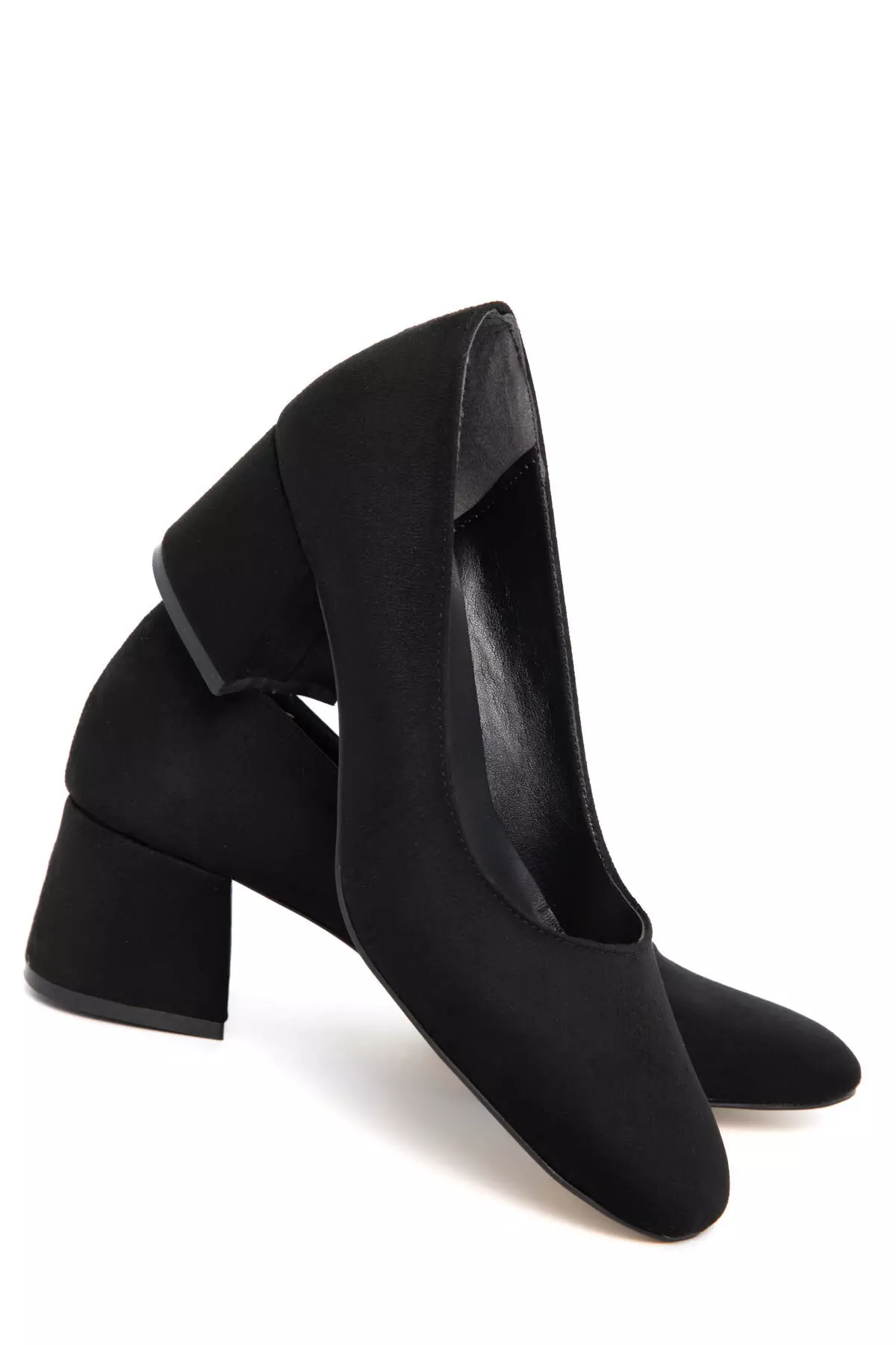 Black Suede Women'S Classic Heeled Shoes 20808