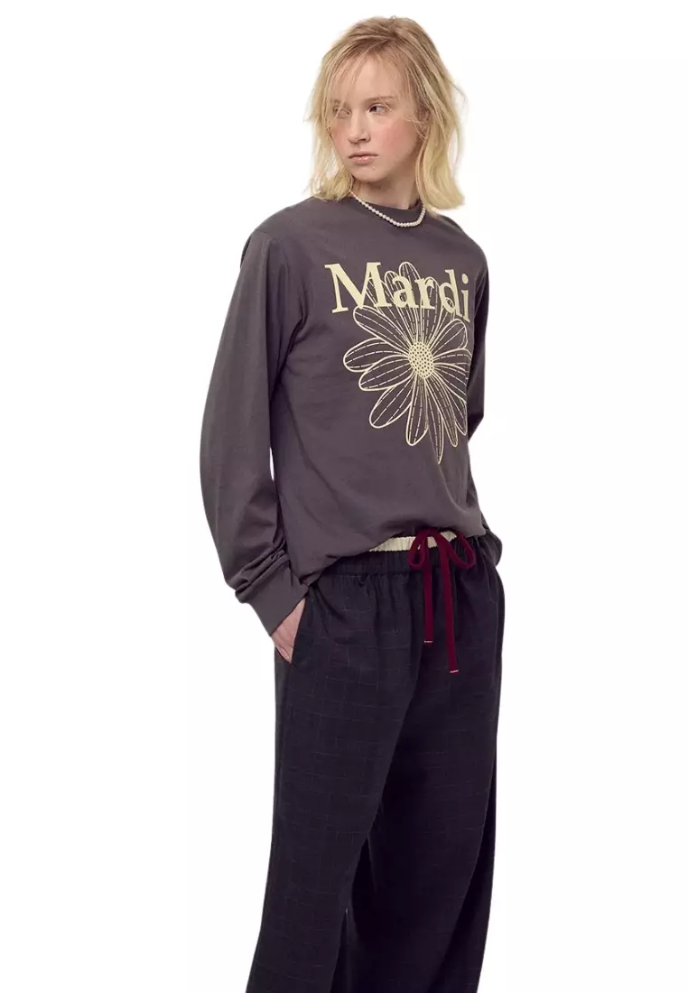Tshirt Long Sleeve Flowermardi - Charcoal Cream
