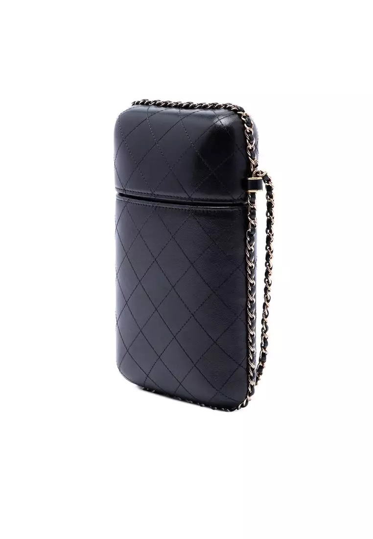 Pre-Loved Chanel Cc Quilted And Studded Lambskin Chain Around Phone Holder