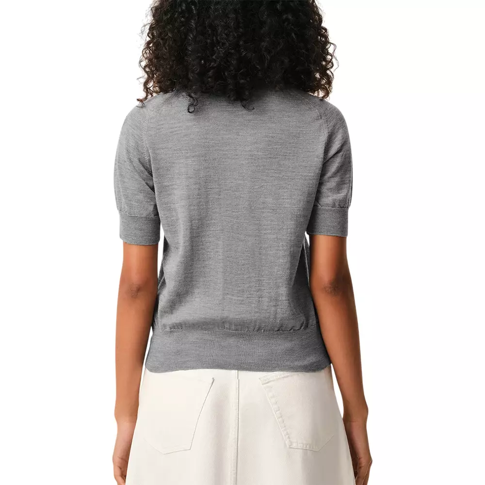 Black Ami De Coeur Wool Short Sleeves Cardigan Heather Grey