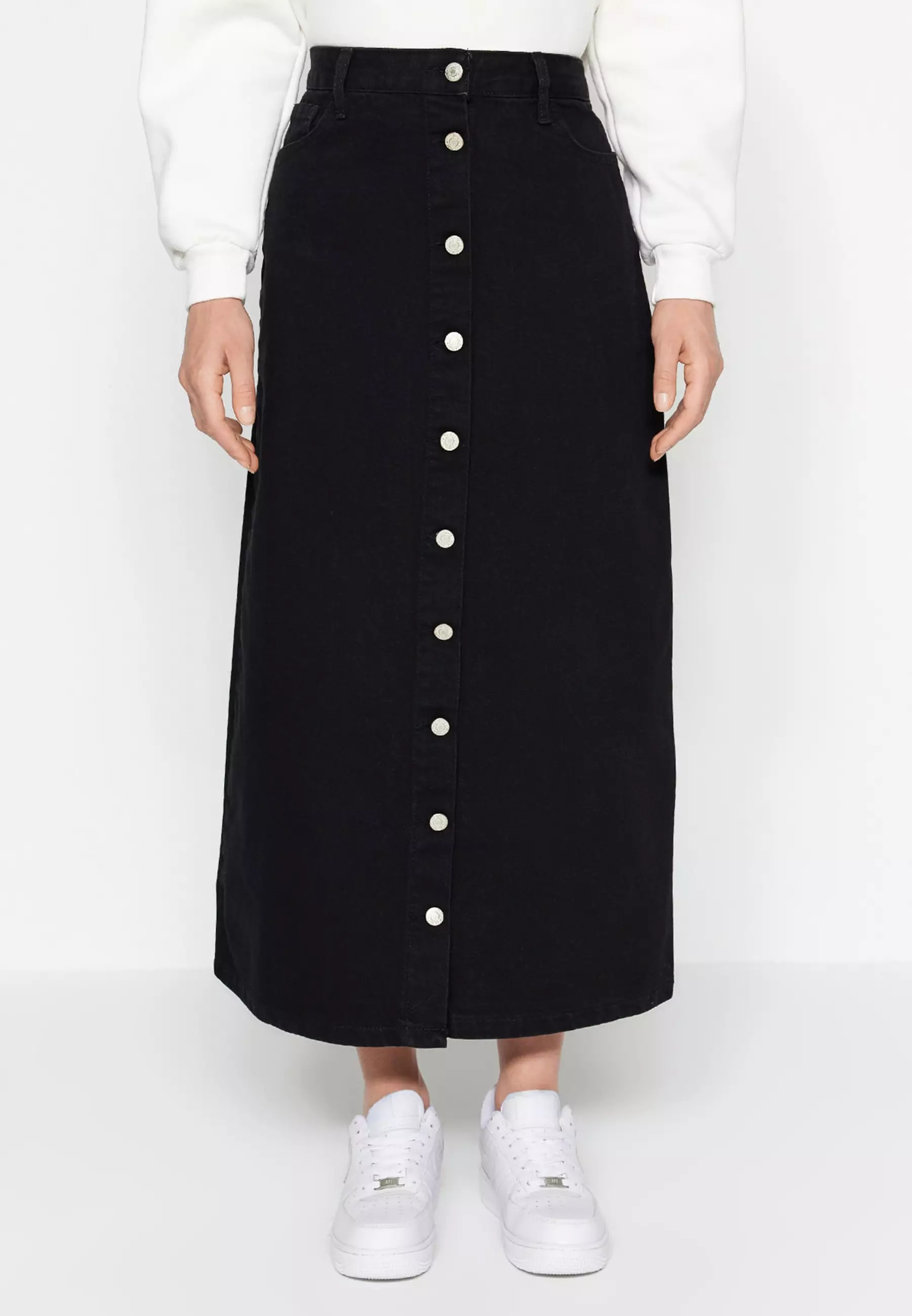 Denim Skirt with Button Closure