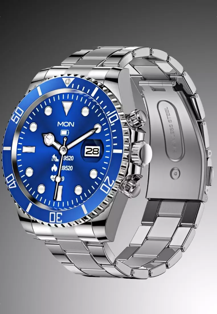 Smart Watch 46mm, Waterproof, Stainless Steel Bracelet