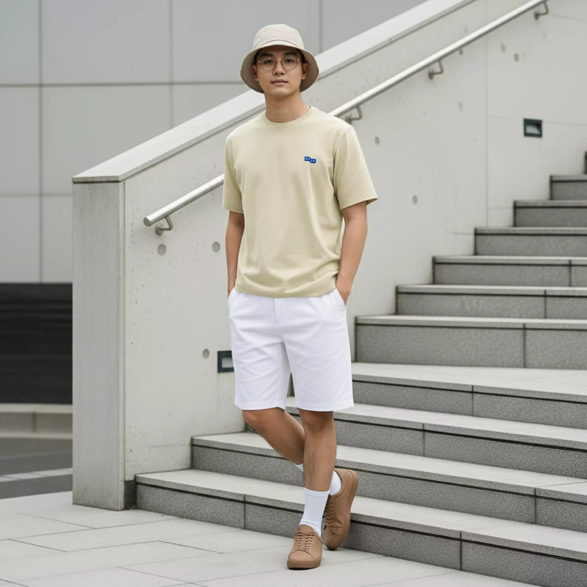 Kale PLUTO BEIGE T-shirt Cotton Cloudy Boxy Fit - Kaos Korea - Atasan Kaos Pria - Kaos Basic Pria