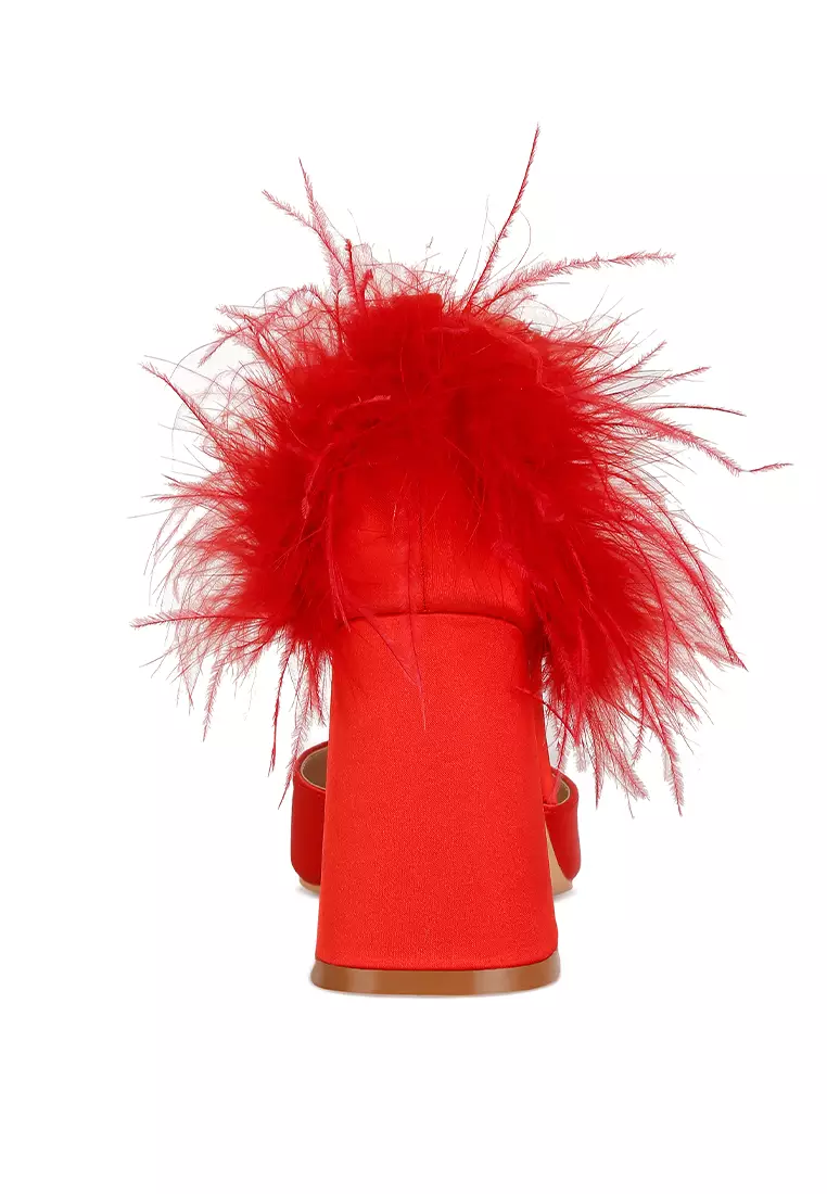 London Rag Fur Block Heel Sandals in Red 2025 Buy London Rag