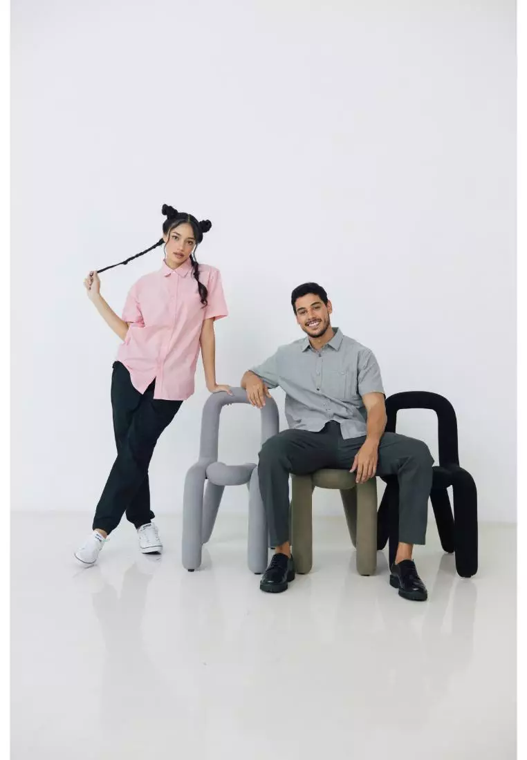 RBJ Kemeja Polos Cotton Oxford Black Regular Fit Pria