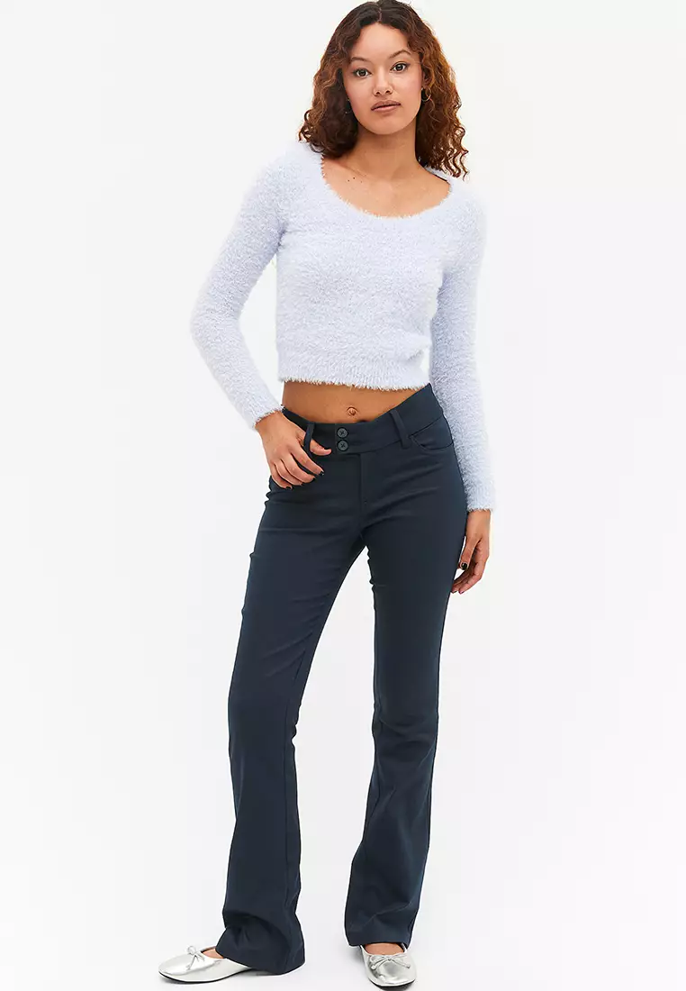 Low Waist Flared Tailored Trousers