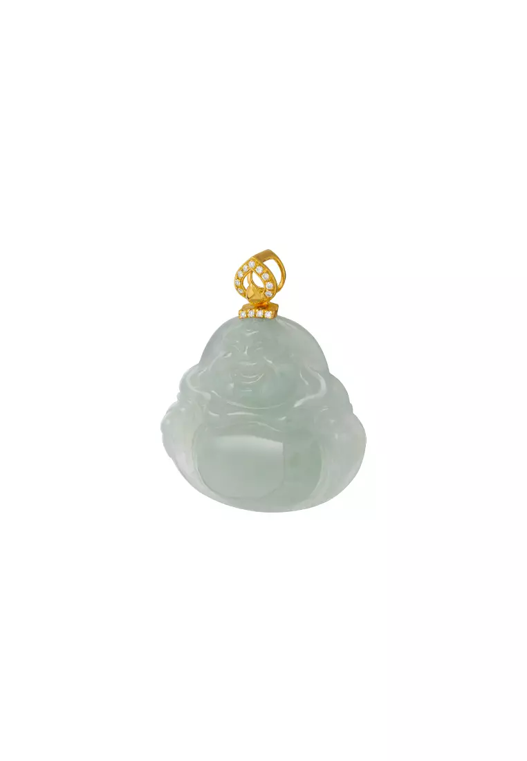 TOMEI Buddha Jade Pendant, Yellow Gold 750