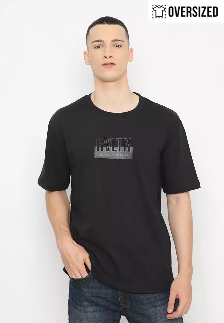 RBJ T-Shirt Cotton Jet Black Oversized Pria 2079230191