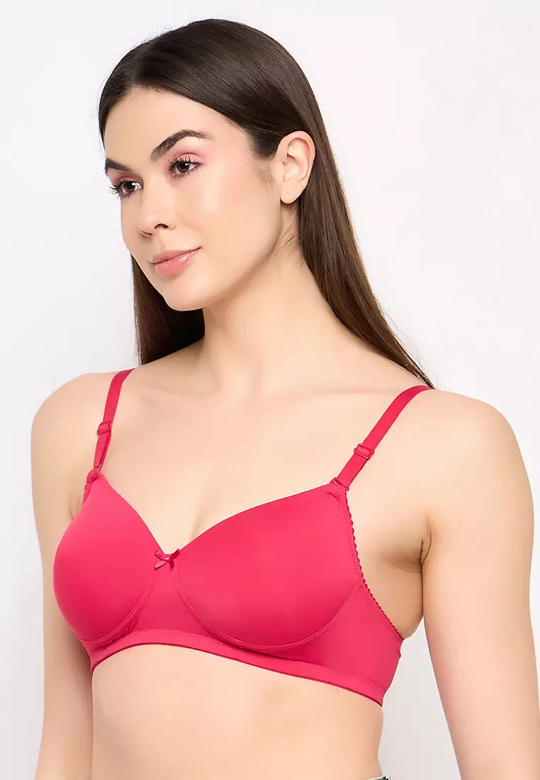 Clovia Padded Non-Wired Full Cup Multiway T-shirt Bra in Magenta