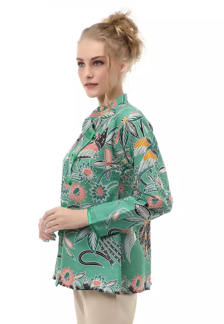 Lynelle Atasan Formal Wanita Blouse Batik Long Sleeve Model Kancing Material Cotton ORIGINAL - Tosca