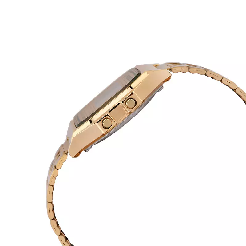 Jam Tangan Pria Casio General A158WEGV-9ADF A158 Digital Dial Gold Stainless Steel Strap