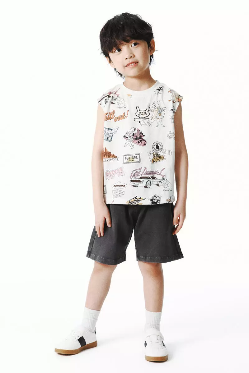 Printed cotton vest top