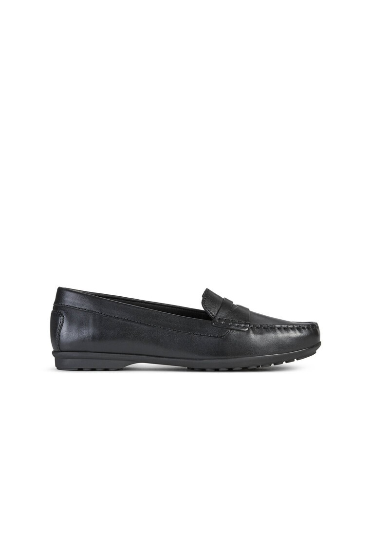 GEOX Ladies Elidia Slip On Leather Loafers - Black D642TA-00043-C9999F2