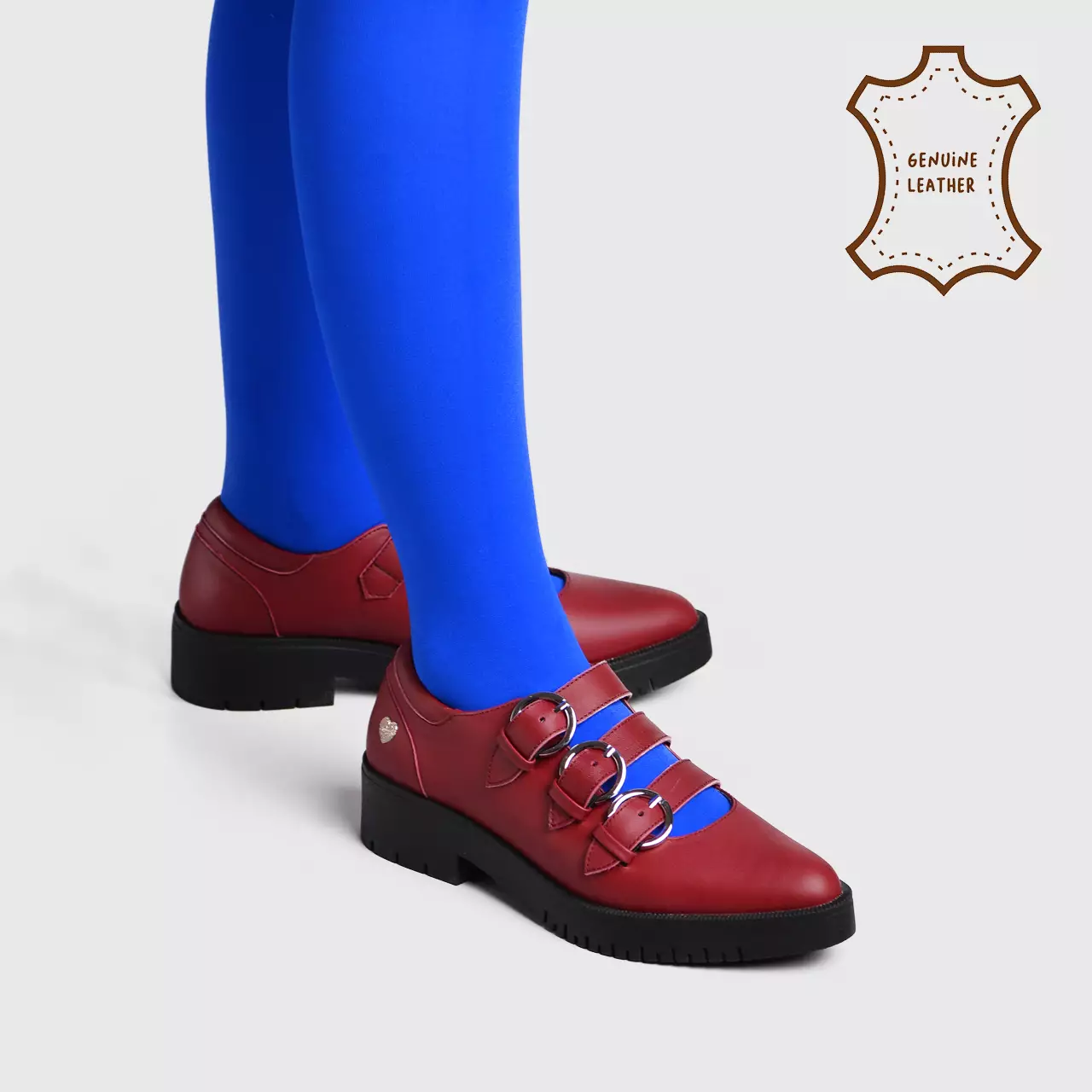 Ganeeta Mary Jane Genuine Leather Maroon