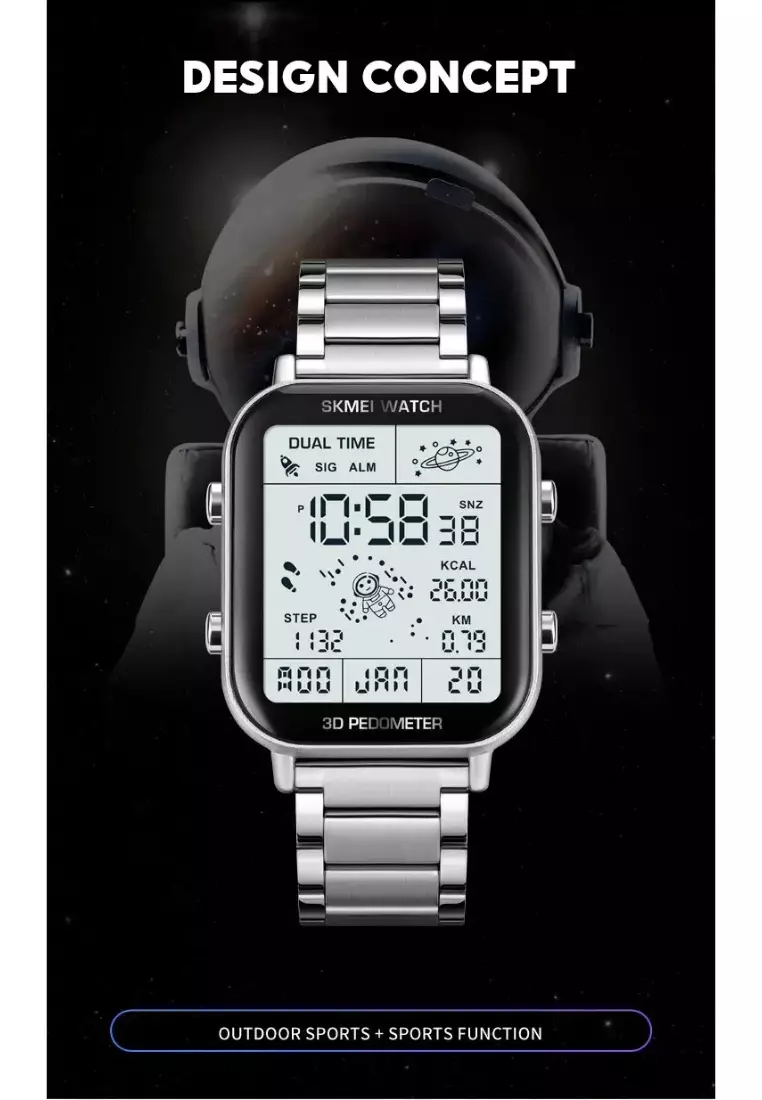 Back Light Display Sport Pedometer Digital Watches Mens Stopwatch Countdown Wristwatch Calendar Calorie Calculation Clock