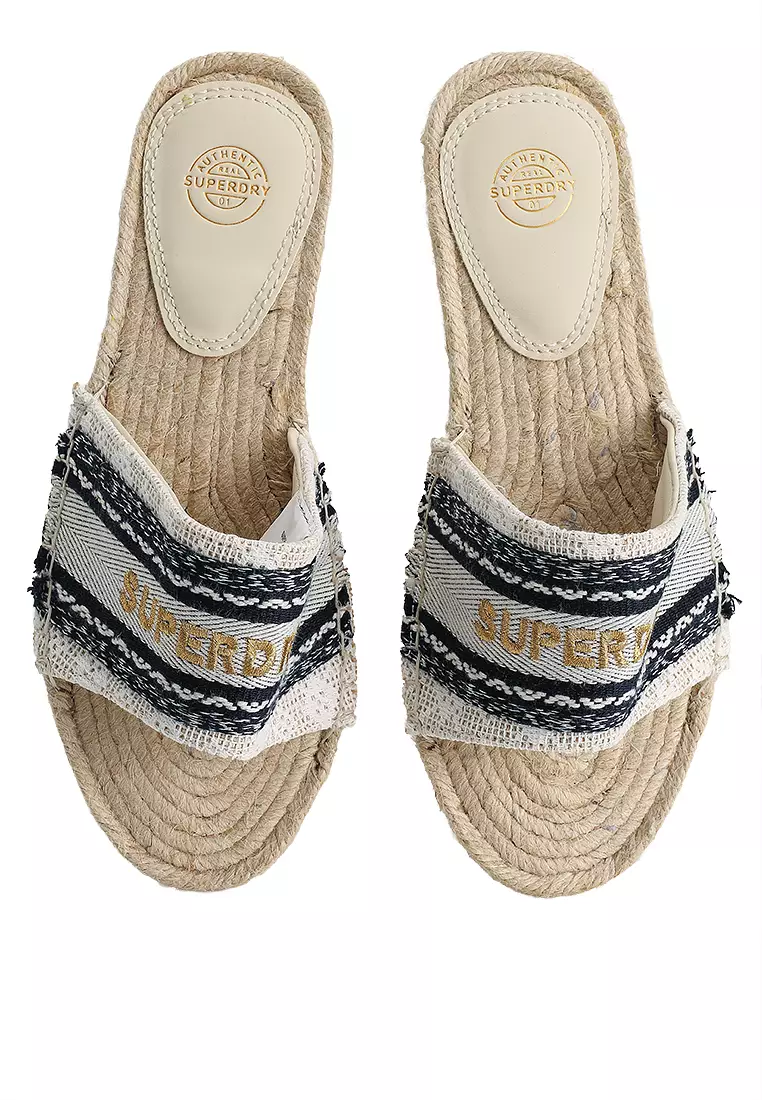 Canvas Espadrille Overlay Slides