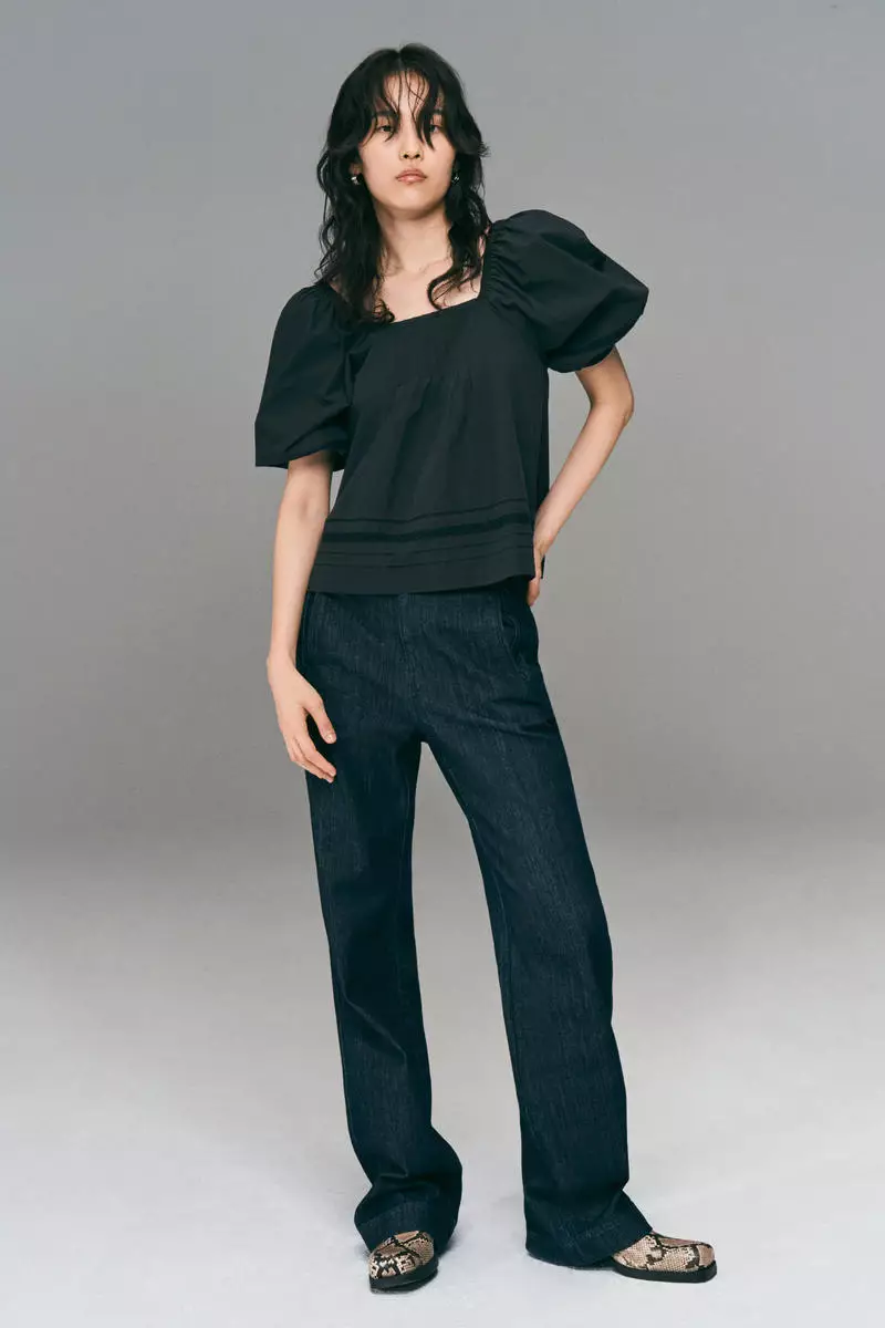 Pintucked cotton blouse