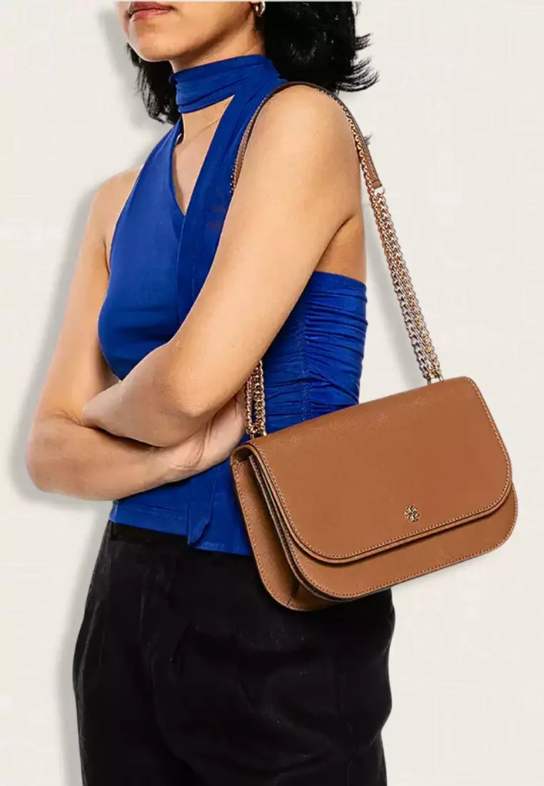 Tory Burch Emerson E/W Flap Adjustable Shoulder Bag Moose