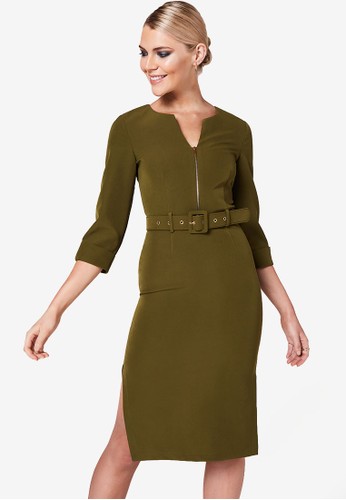 Jual Paper Dolls Self Belt Zip Up Midi Original Zalora Indonesia
