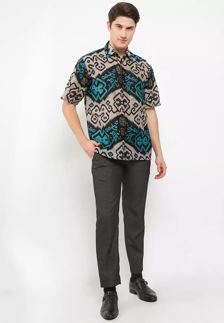 Faloya Kemeja Batik Premium Pria Casual Modern Lengan Pendek