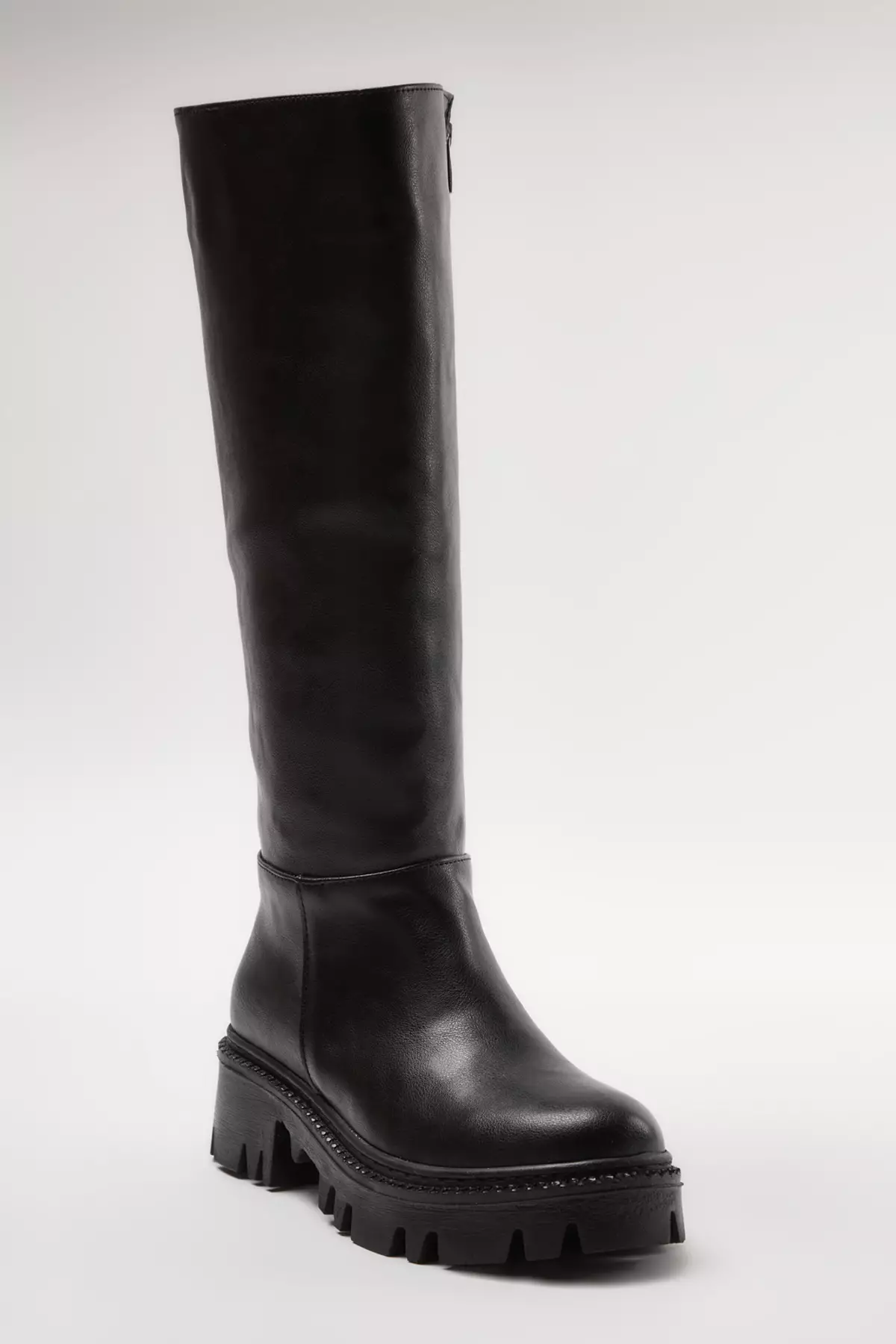 Black Thick Soled Women's Zippered Boots Takaw25Cz00005