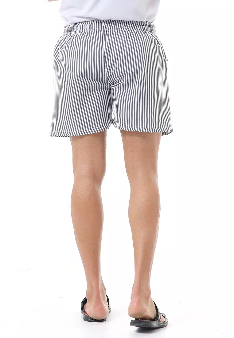 Grissham Celana Pendek Pria Boxer Kasual Stripe Motive Material Cotton ORIGINAL - Gray