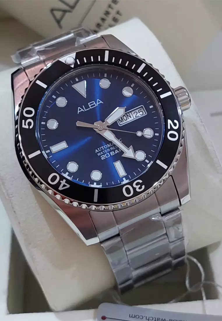 Alba - Jam Tangan Automatic Pria - Silver Blue - Stainless Steel Bracelet  - AL4333X1