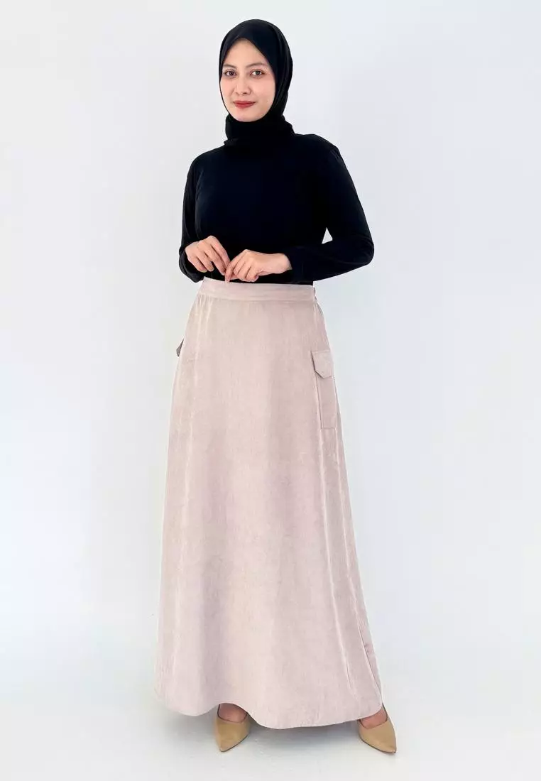Carla Suede Skirt (Rok Panjang A-Line) COKLAT