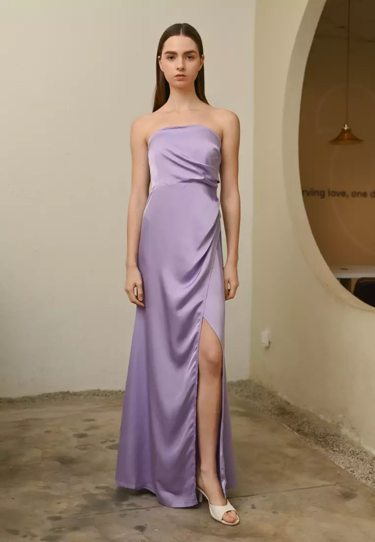 抹胸丝绸连衣裙