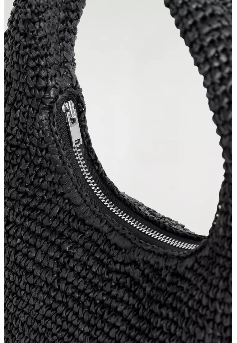 CURVED MINI SHOULDER BAG - STRAW