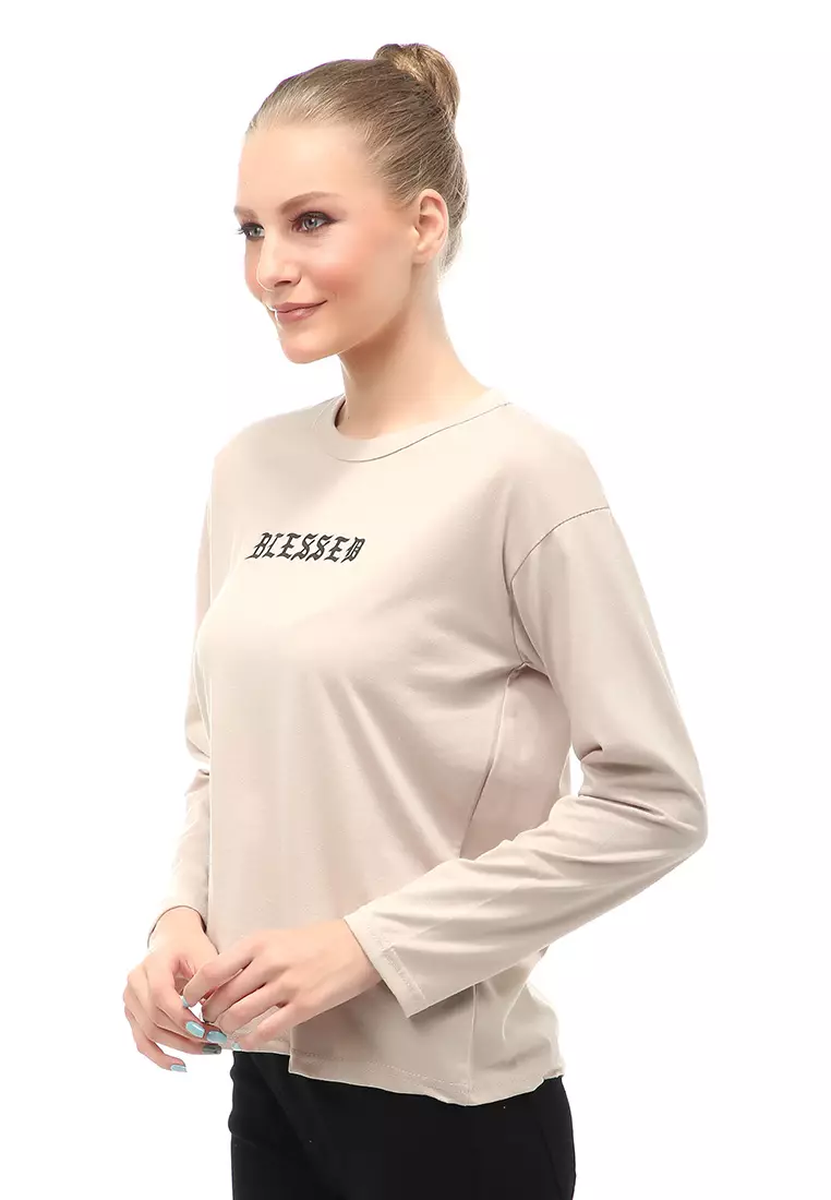 Dreama Kaos Oversized Long Sleeves Atasan Wanita Relaxed Fit - Bepan Blessed