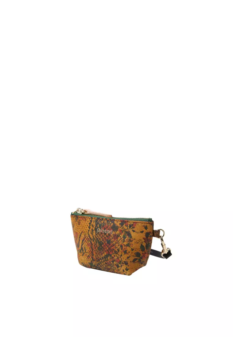 Mirror Zip Pouch - Snake Printed Biscuit