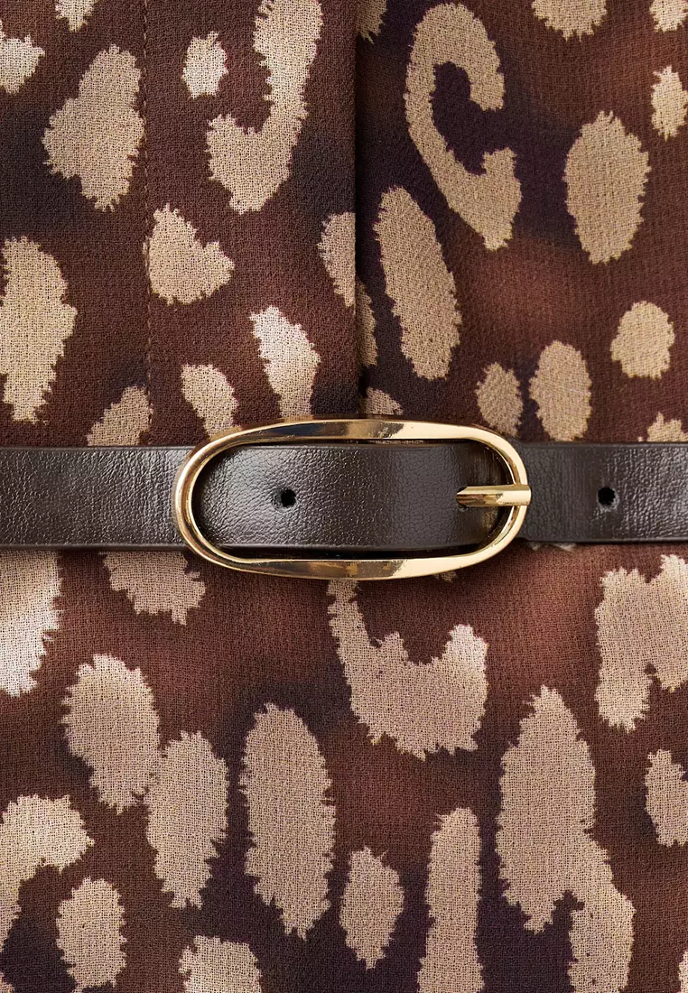 Leopard-Print Shirt Dress With Belt