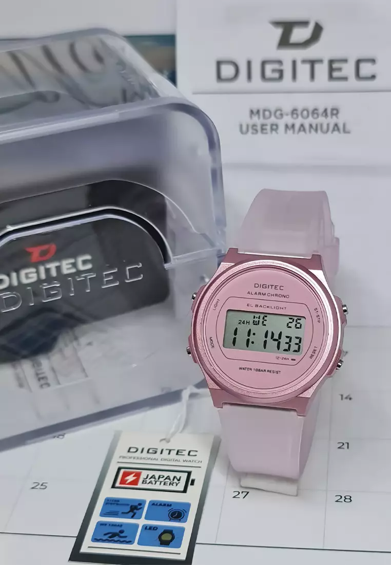 Digitec - Female Digital Watches - Jam Tangan Digital Wanita - Pink - Resin Strap - MDG-6064R