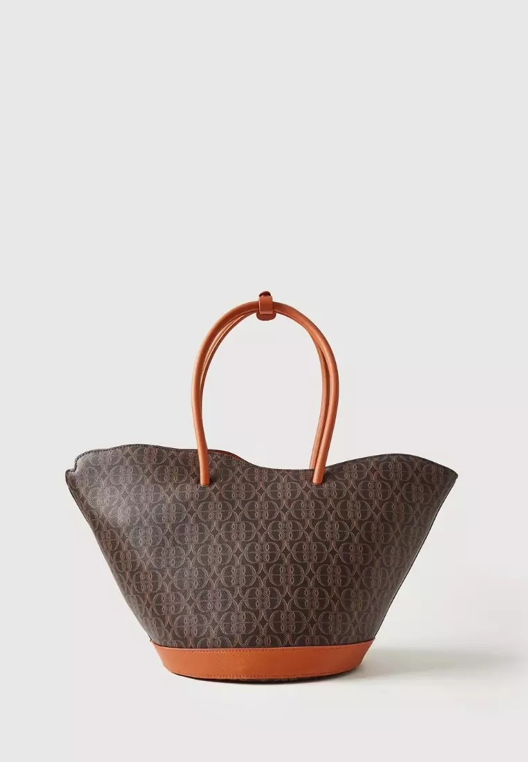 La Luna Monogram Large Tote Bag Brown