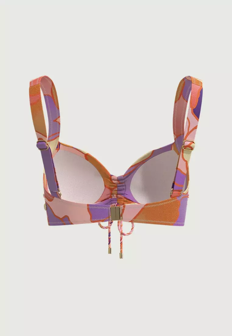 Waterlily Coral Plus Cup Ruched Front Top