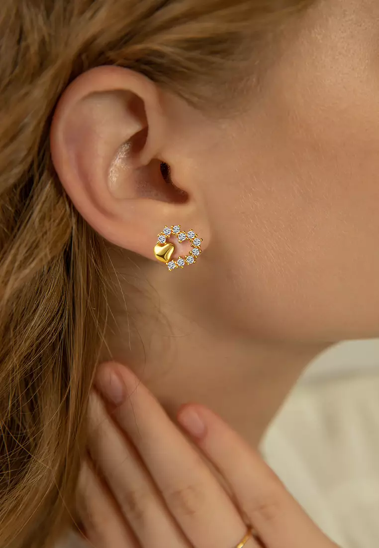 Anting Wanita Titanium Original Korea Elegan Heart Style Anting Giwang Tusuk Cewek