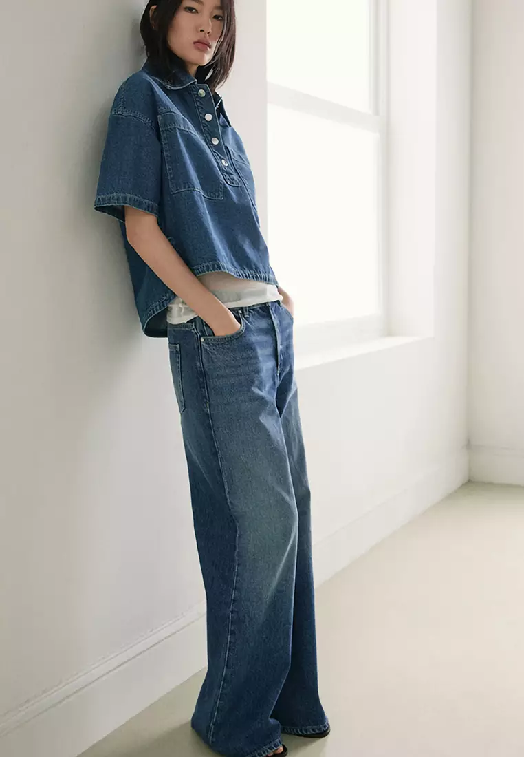 Denim Blouse With Pockets