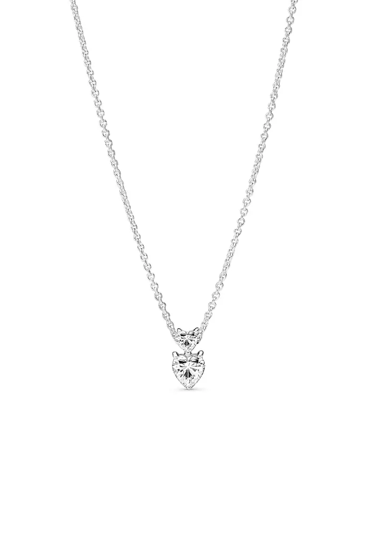 Pandora Double Heart Pendant Sparkling Collier Necklace (45cm)