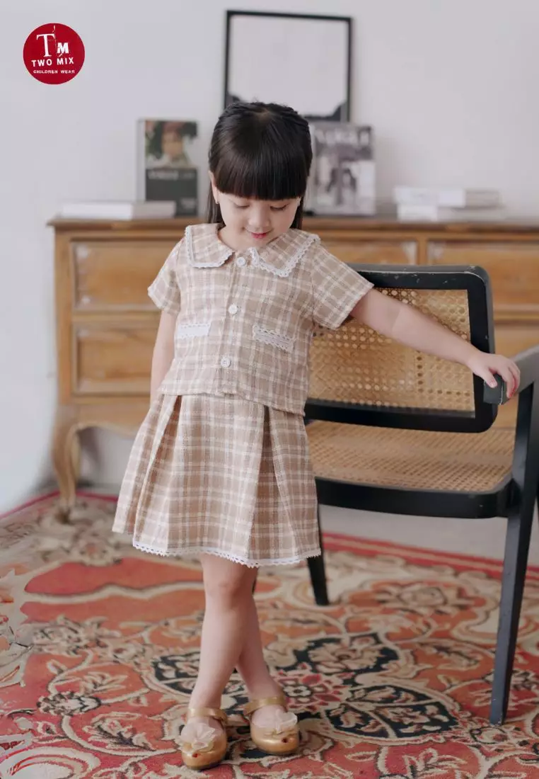 Two Mix - Serra Set Setelan Anak Perempuan Lucu 1-12 Tahun 4400 Rami Latte