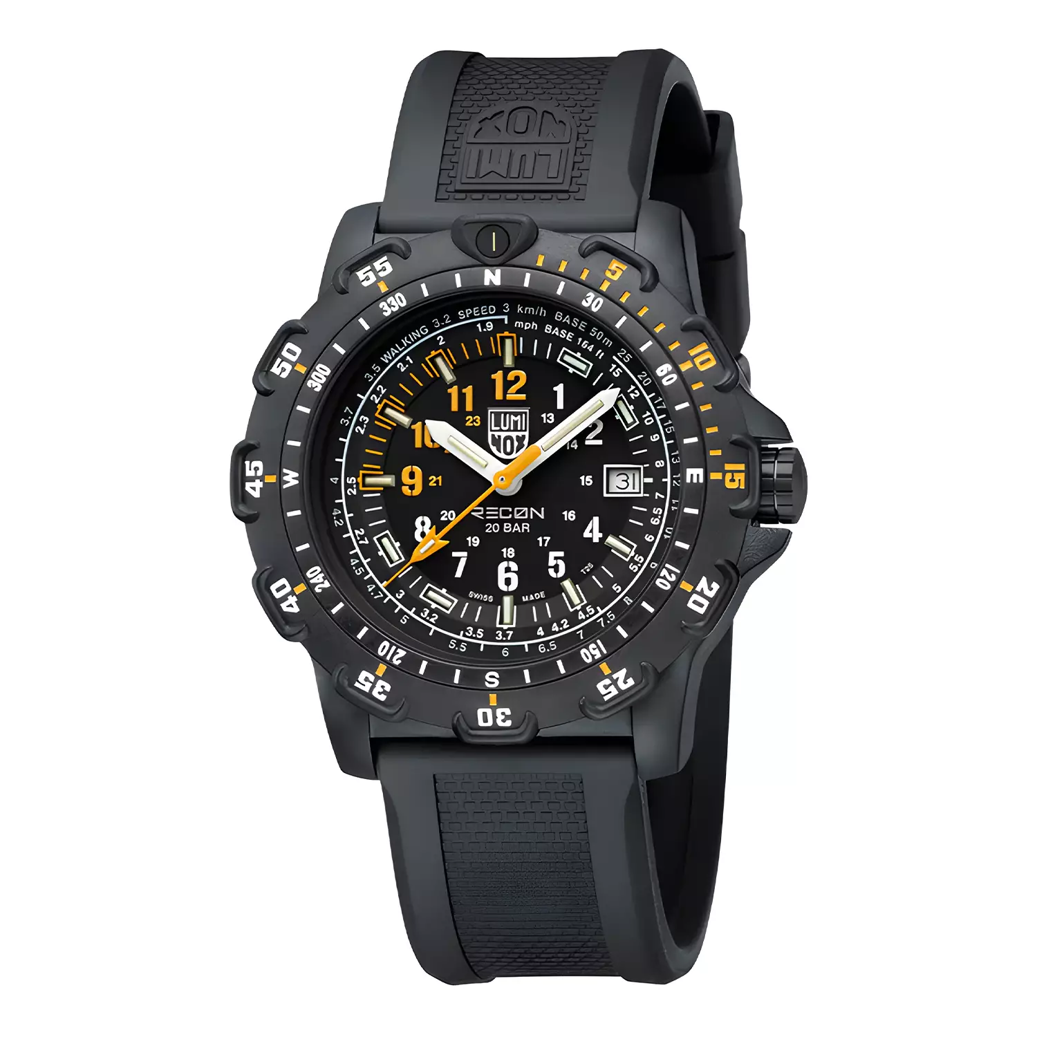 Luminox 8825.H.SET, RECON Point Man 8820 Series Heritage Wristwatch - Jam Tangan Pria Carbon Case - Black Rubber Strap