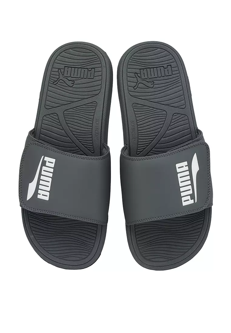 puma gray slides