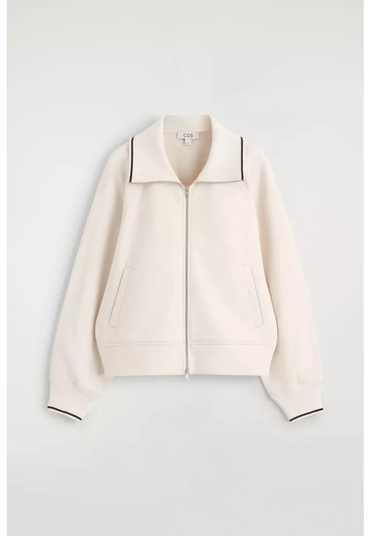 CONTRAST-TIPPED FUNNEL-NECK JACKET