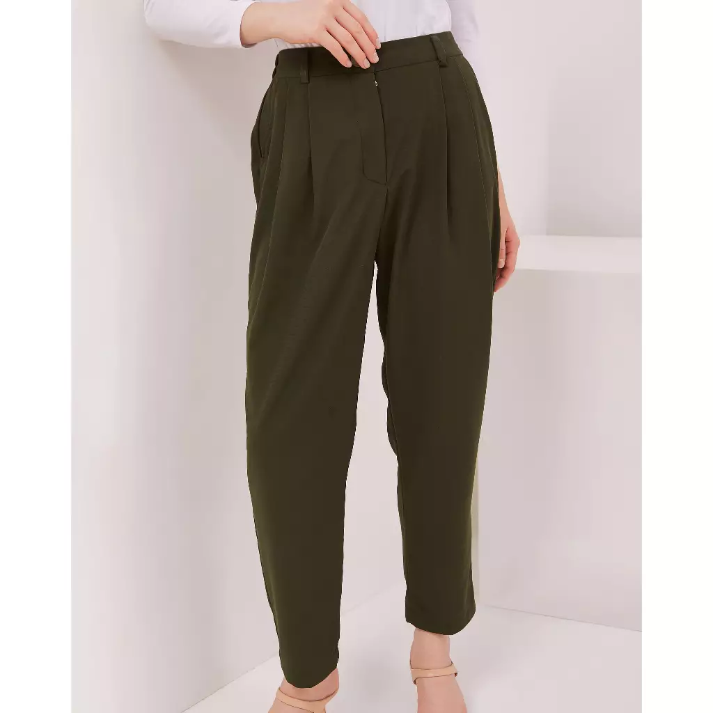 Urban Exchange Nina Pants Dark Green - Celana Kulot Panjang Olive Premium Kasual