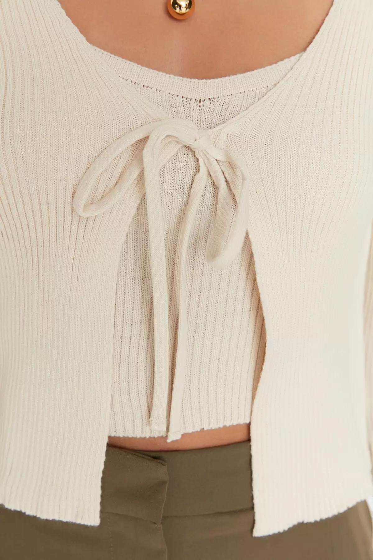 2-Piece Tie Front Cardigan Set