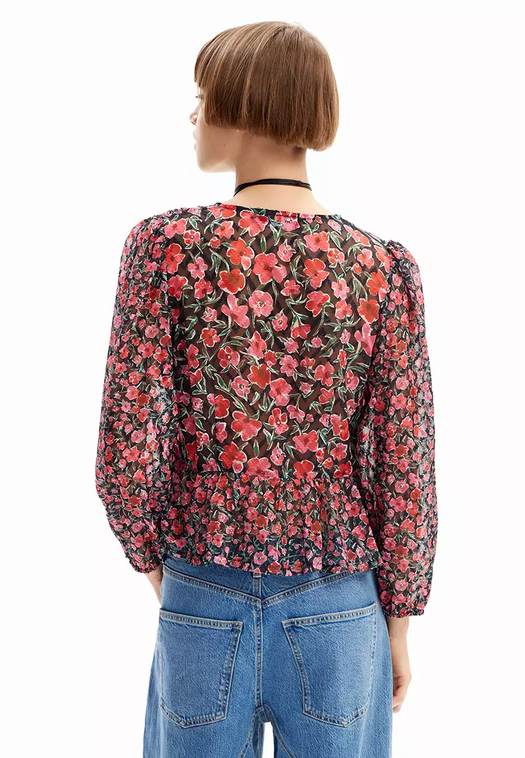 Desigual Woman Floral plumetis blouse.