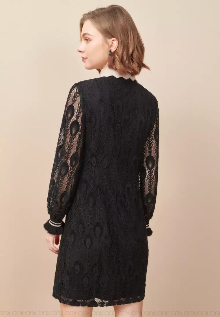 Elegant black lace on sale dress