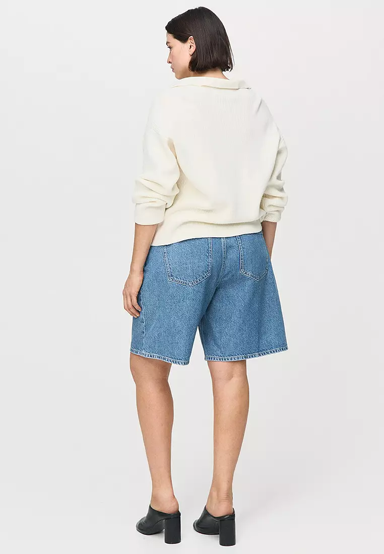 High-Waist Straight-Fit Denim Shorts