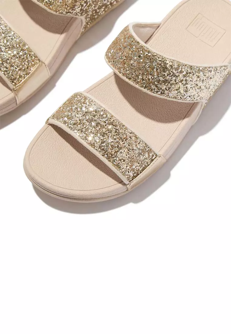 FitFlop LULU Multi-Tonal Glitter Slides - Platino/Silver (JE5-D95)