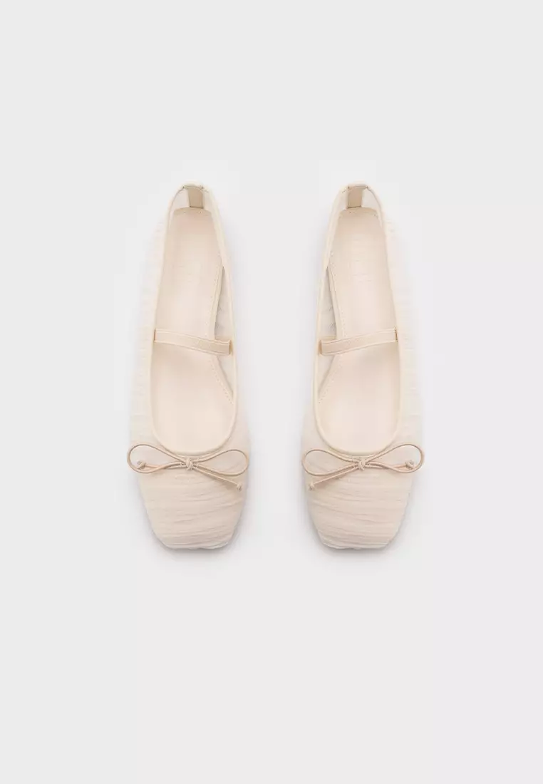 MESH PLEATED BALLET FLATS